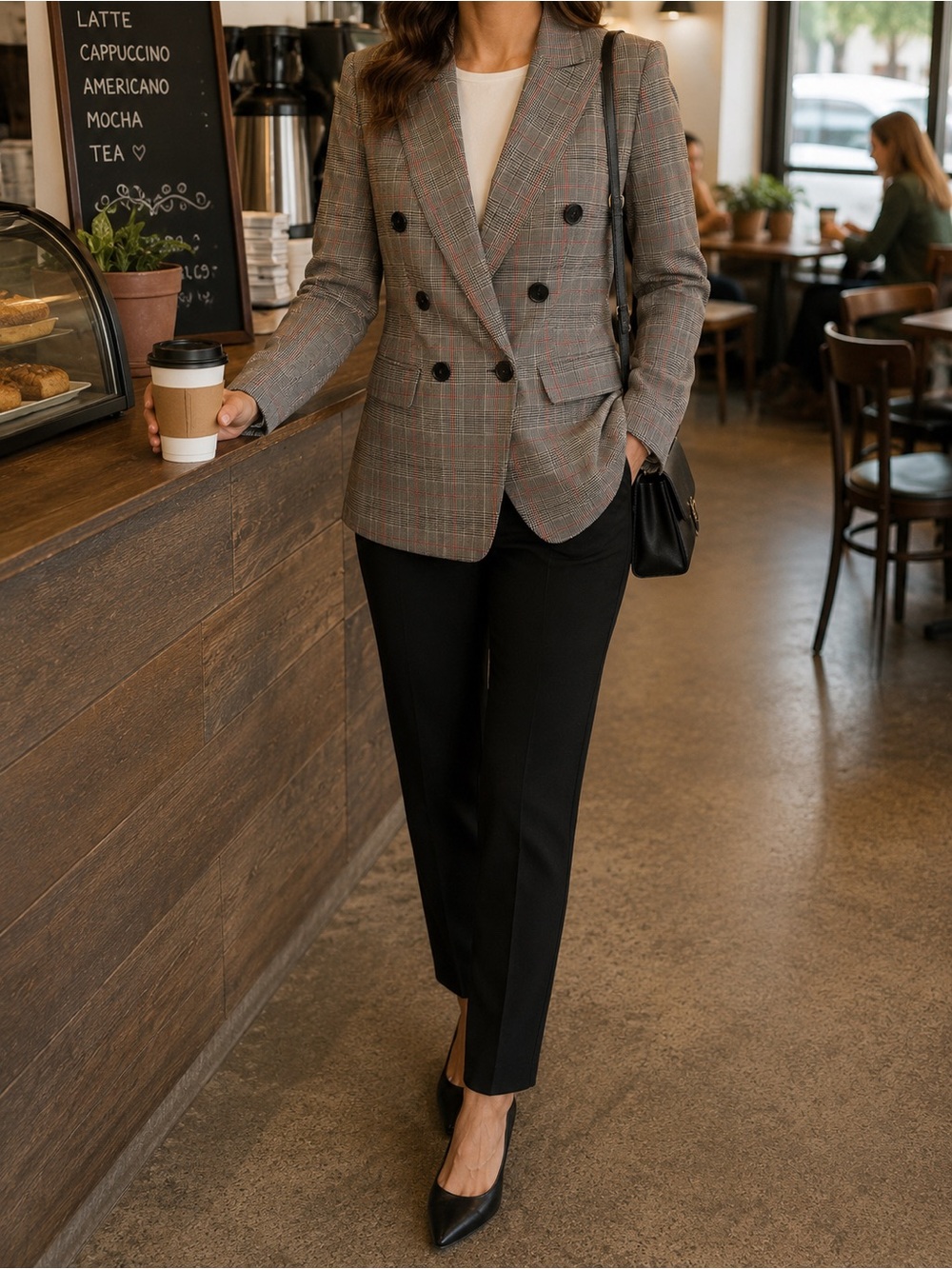 Banana Republic Gray Plaid Blazer with Pink Windowpane